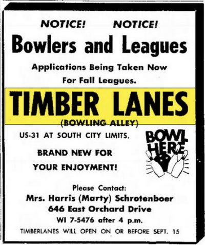 Timber Lanes - Jul 1961 Ad